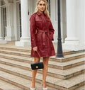 Women's Shirt Dress — Long Sleeve Tie Waist Button Closure
