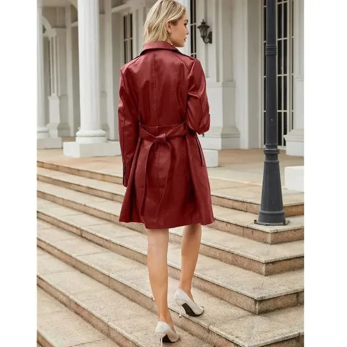 Women's Shirt Dress — Long Sleeve Tie Waist Button Closure