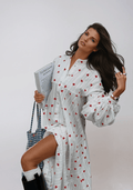 Women's Shirt Dress — Oversized Fit Maxi Length Embroidered