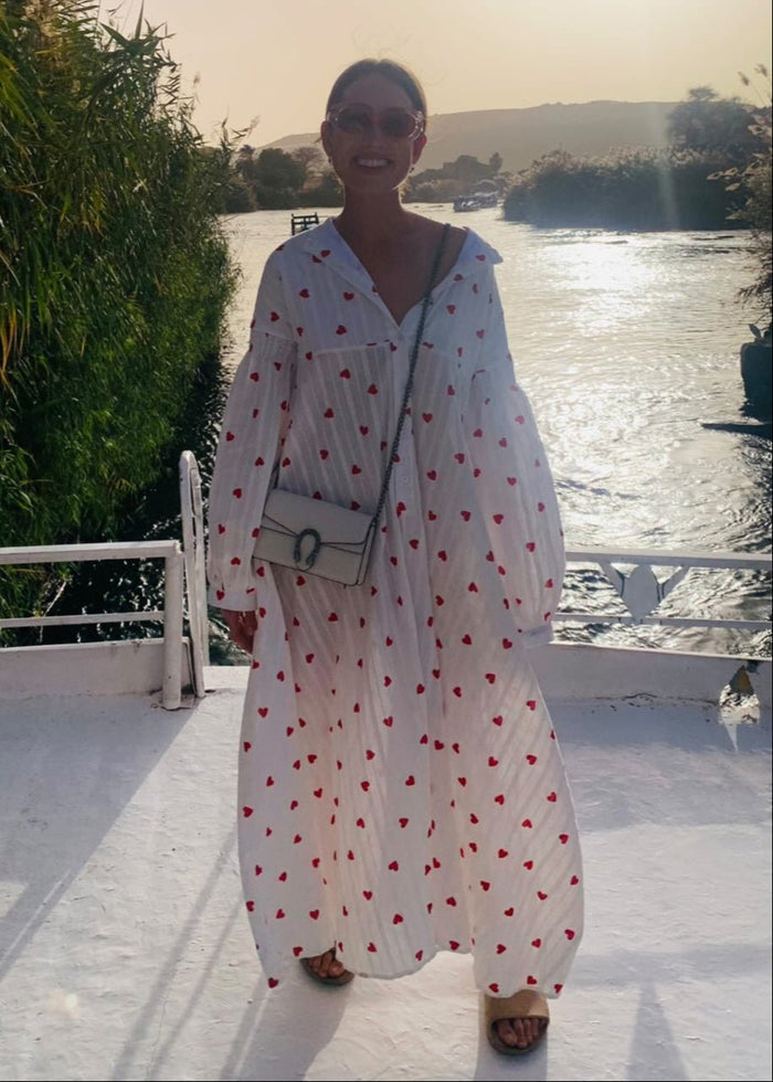 Women's Shirt Dress — Oversized Fit Maxi Length Embroidered