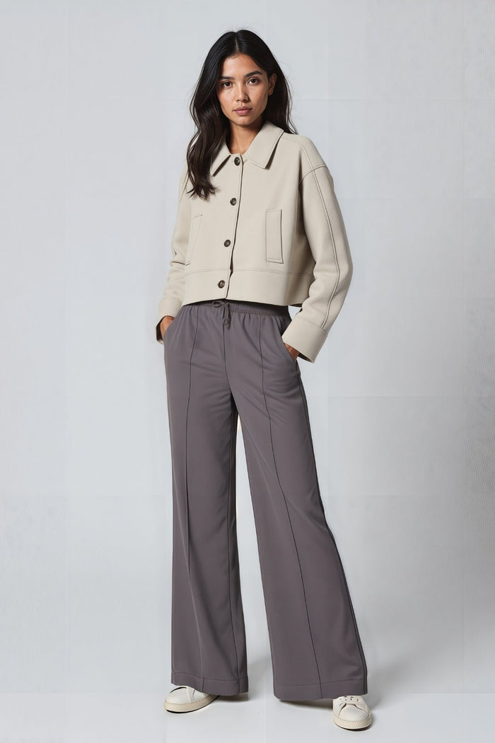 Women's Short Coat — Straight Fit Button Closure Patch Pocket