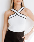 Women's Tank Top — Sleeveless Halter Neck Crossed Strap Design