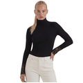 Women's Top — Fitted Roll Neck Long Sleeve Lace Cuffs