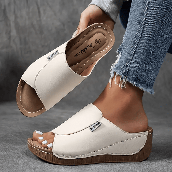 Women's Wedge Sandals — Slip-On Open Toe Platform Design