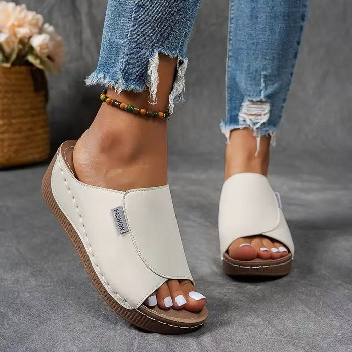 Women's Wedge Sandals — Slip-On Open Toe Platform Design