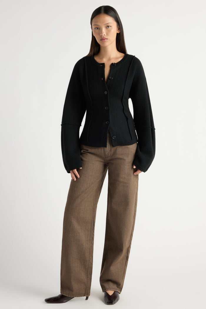 May-Li | Wren Exposed-Seam Cardigan in Size Small