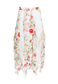 YULA GODET MIDI SKIRT - FLORAL SOIREE-SOFT WHITE