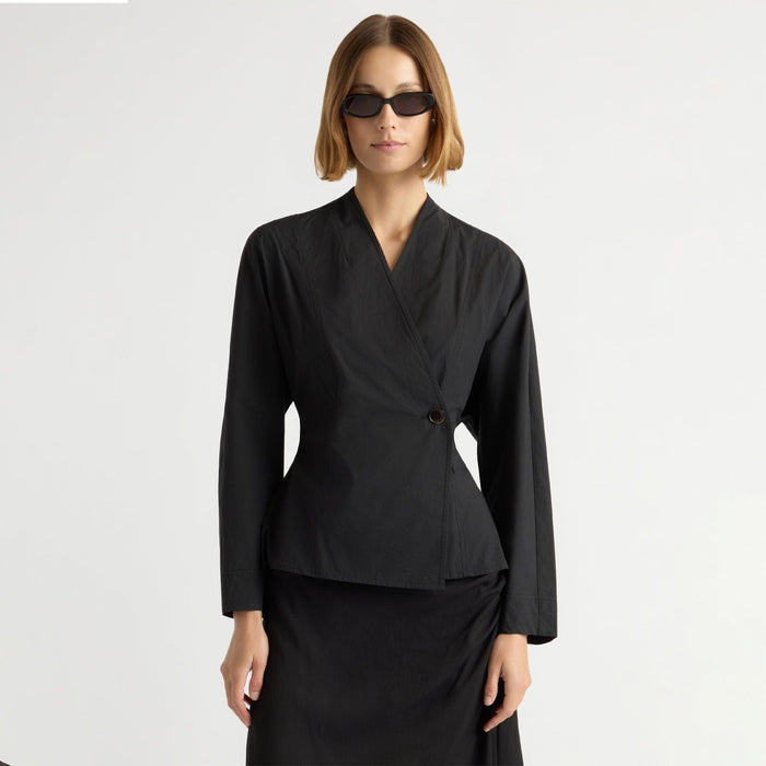 Mali | Zainab Sculpted Cotton Wrap Blouse in Size Small