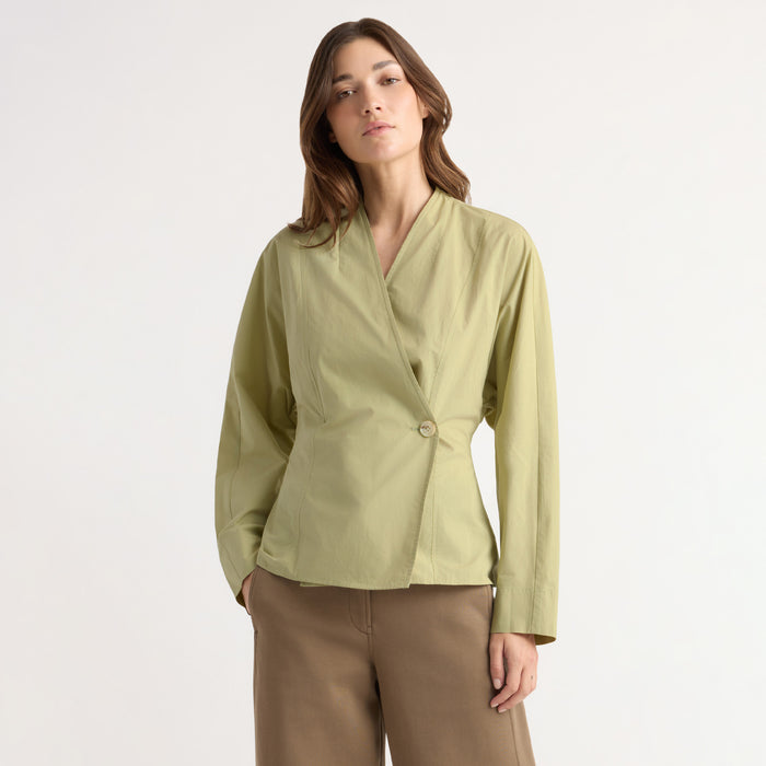 Zainab Sculpted Cotton Poplin Wrap Blouse