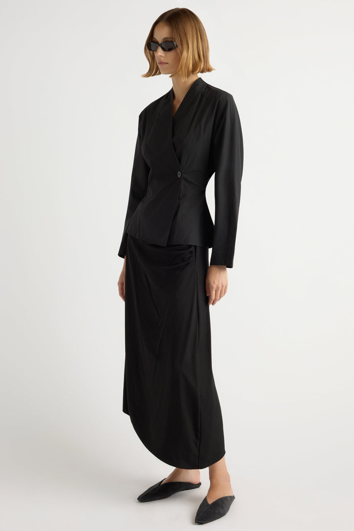 Mali | Zainab Sculpted Cotton Wrap Blouse in Size Small