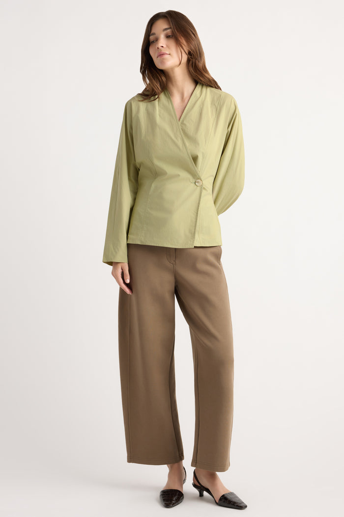 Renée | Zainab Sculpted Cotton Poplin Wrap Blouse in Size Small