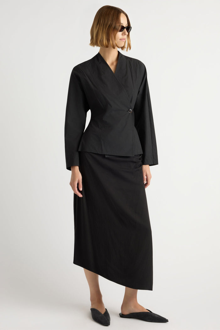 Mali | Zainab Sculpted Cotton Wrap Blouse in Size Small