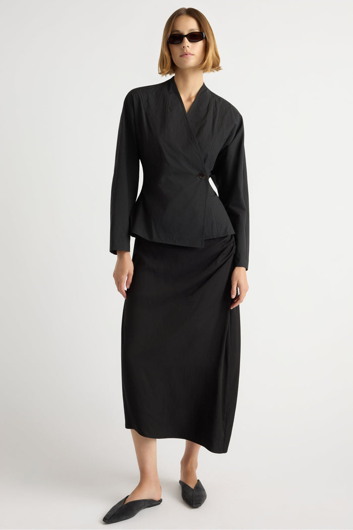 Mali | Zainab Sculpted Cotton Wrap Blouse in Size Small