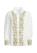 ZITA EMBELL BTN UP BLOUSE - OFF WHITE/GOLD