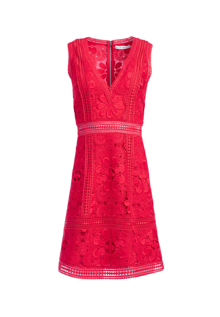 ZULA LACE COMBO V NK PARTY DRS - RUBY