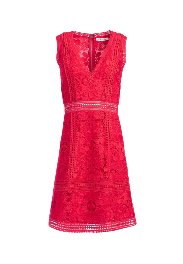 ZULA LACE COMBO V NK PARTY DRS - RUBY